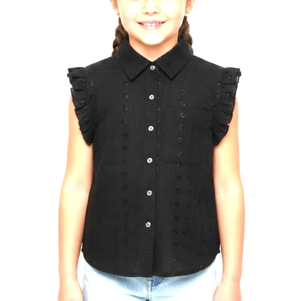 Kid Rascal Ruffle Armhole Sleeveless Girl's Eyelet Lace Top Blouse (6X) NEW